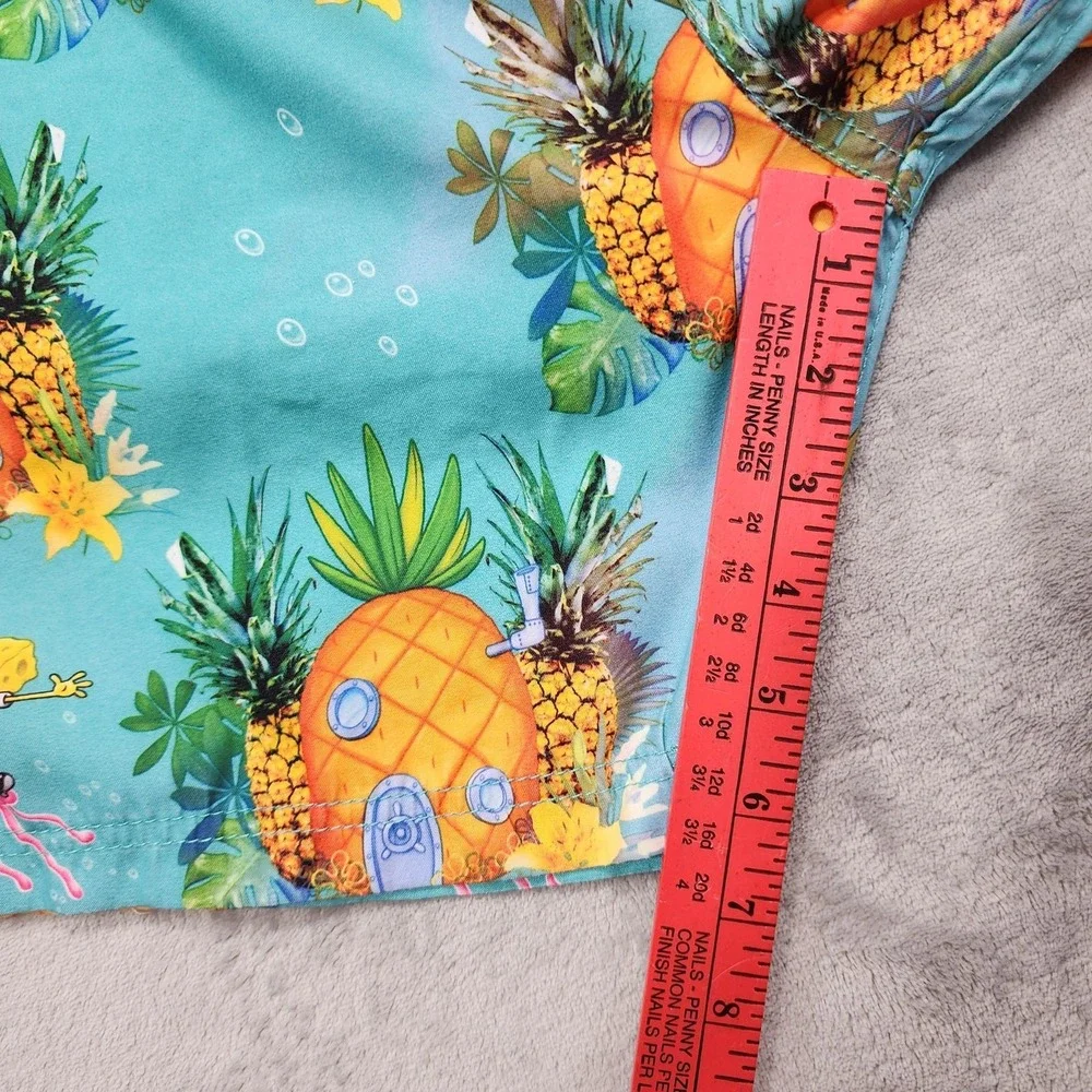 Nickelodeon Swim Trunks Mens 38 Blue SpongeBob Pineapple Tropical Lined Beach